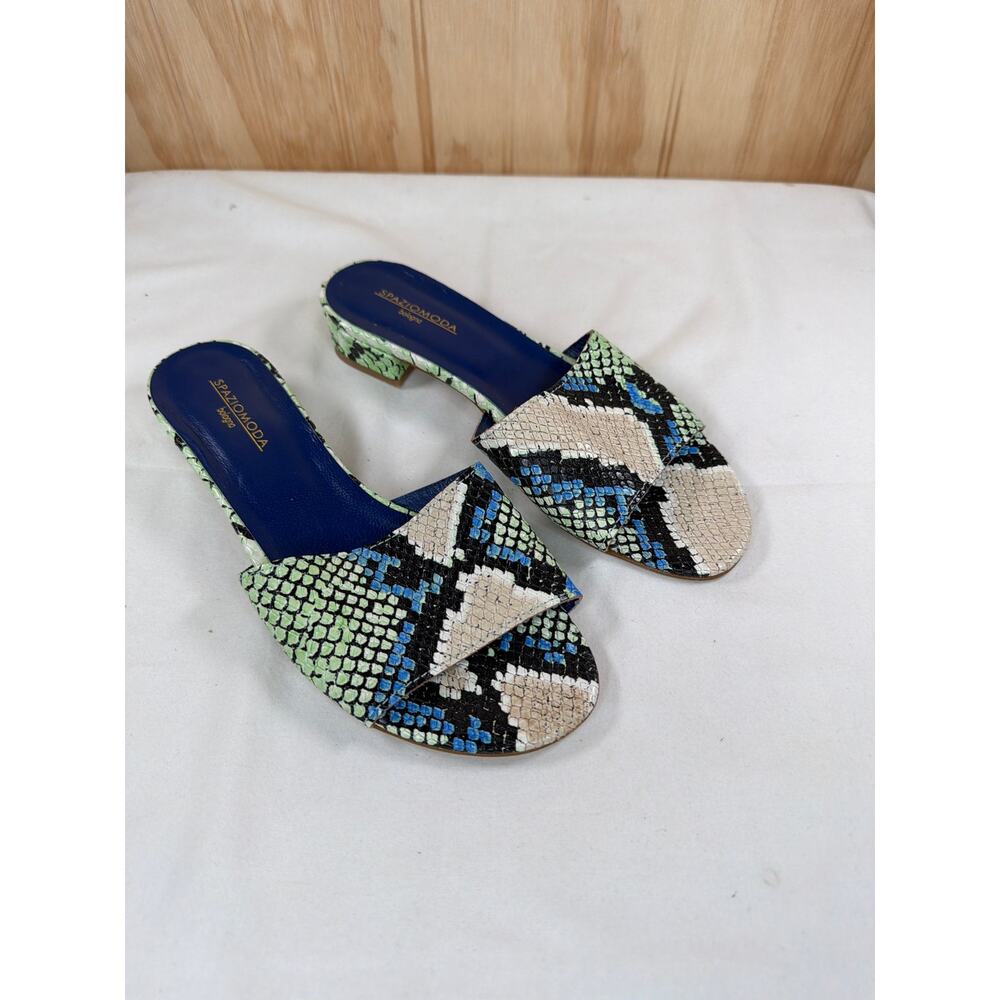 Spaziomoda Leather Snakeskin Print Mule Flats Multicolor EU 36 US 6 Exotic Chic